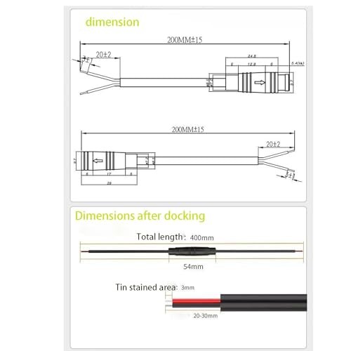 Julet 4Pin 3pin 2pin Male Female Waterproof Cable Electric Bike 3pin cable