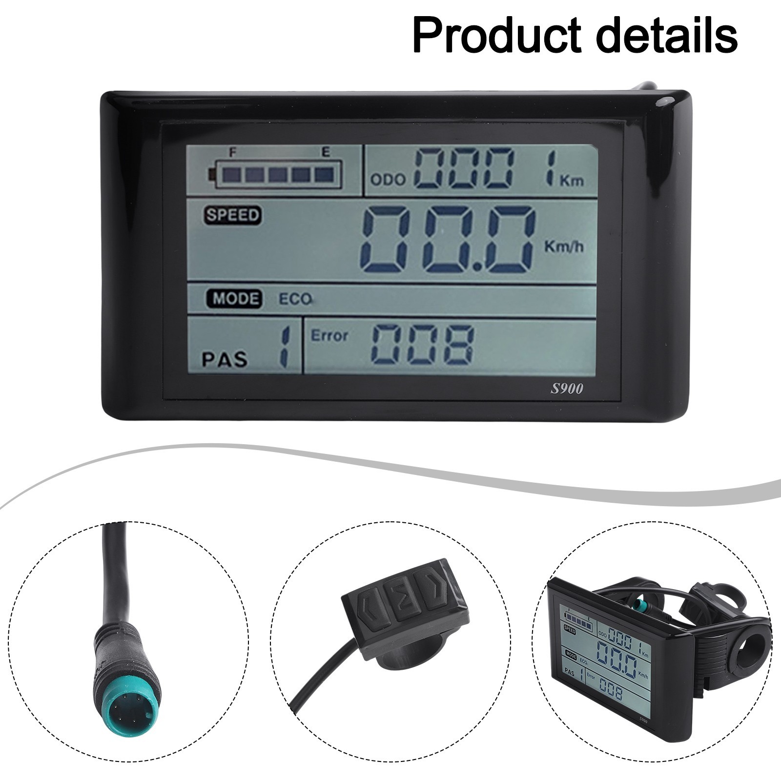 New Practical Display Screen LCD-S900 110*62mm 5 Pin For Electric Bicycle