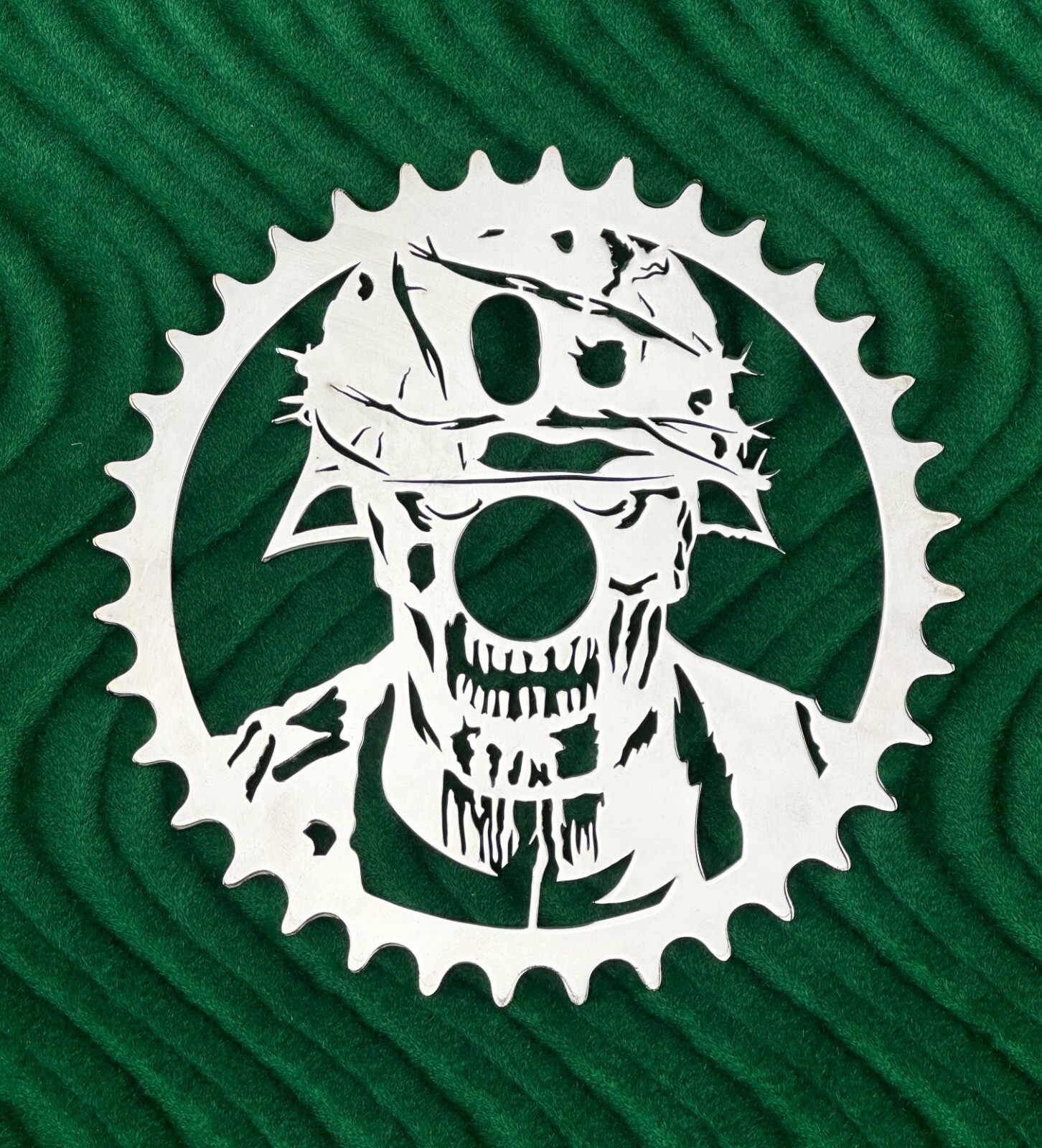NEW! BICYCLE 36T LASER CUT ZOMBIE WITH SPIKY HELMET STYLE SPROCKET.