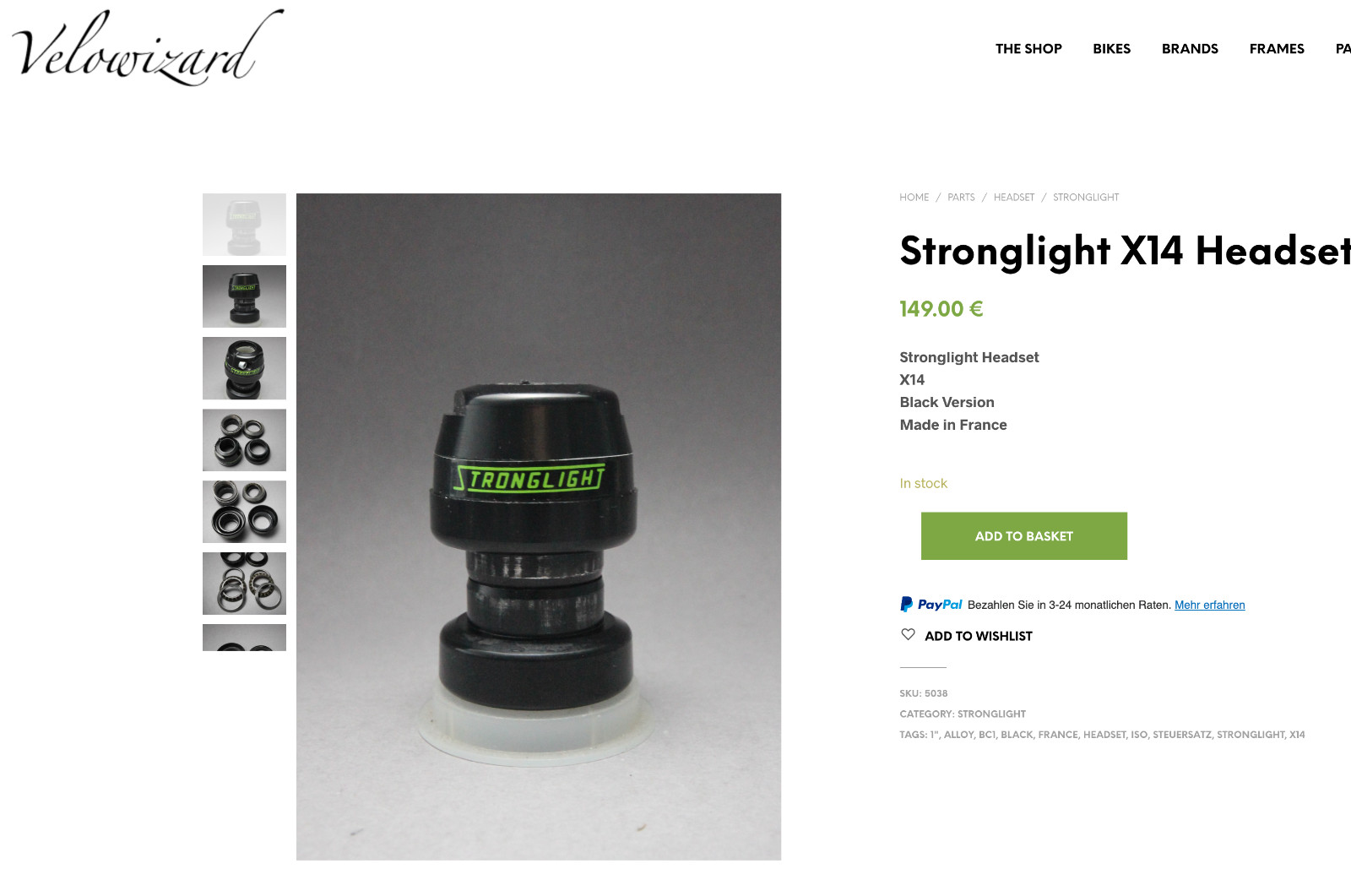 Stronglight X14 France Headset / 1″ / BC1 ISO / 122g / Black Alloy