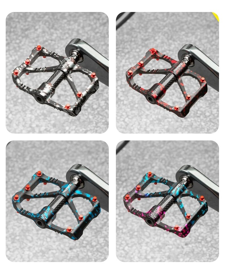 PROMEND MTB Pedals Ultralight 3 Bearings Colorful Carbon Fiber Road Bike Pedals