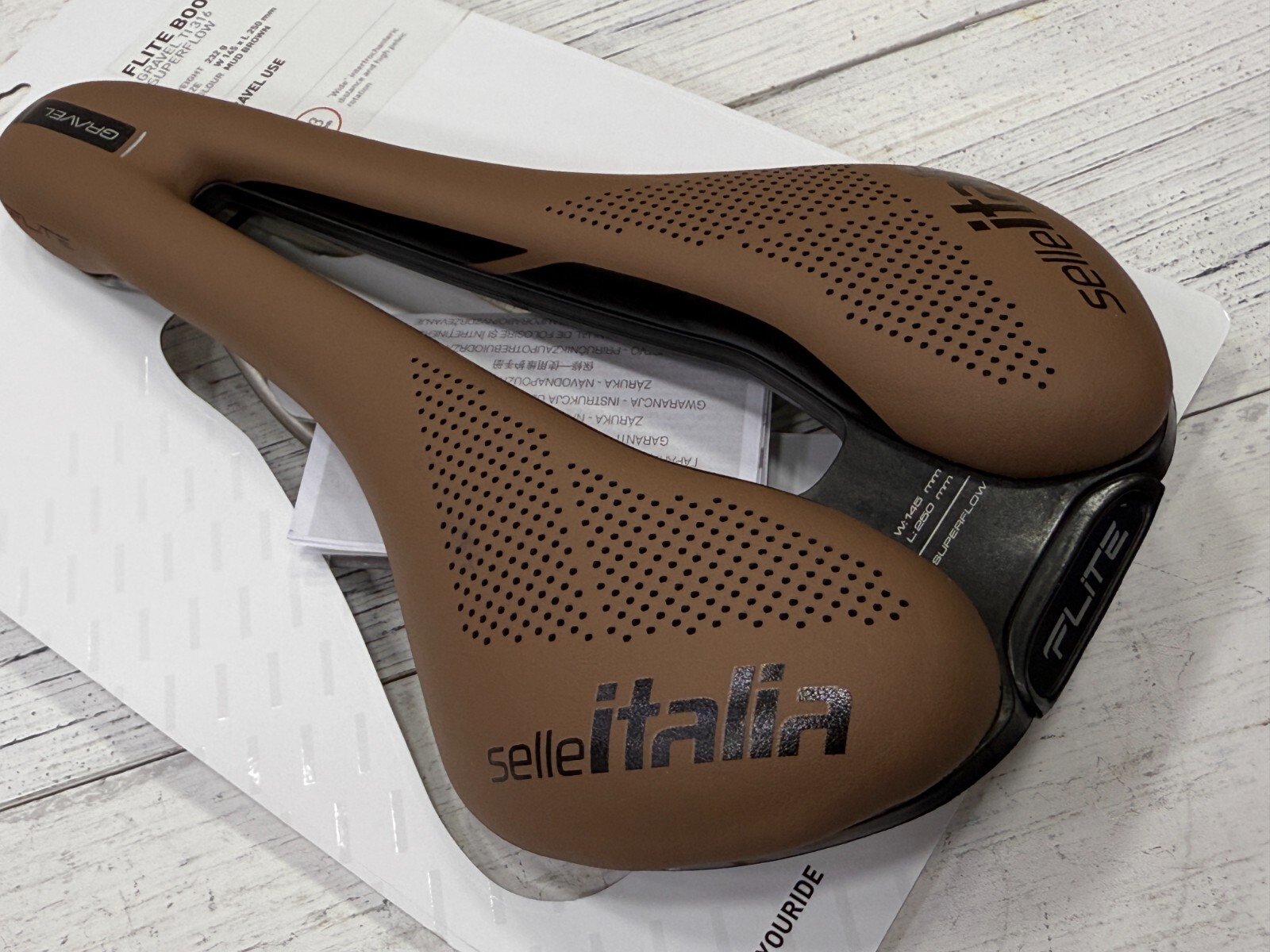 Selle Italia Flite Boost Gravel L3 TI316 Superflow Saddle (Brown )