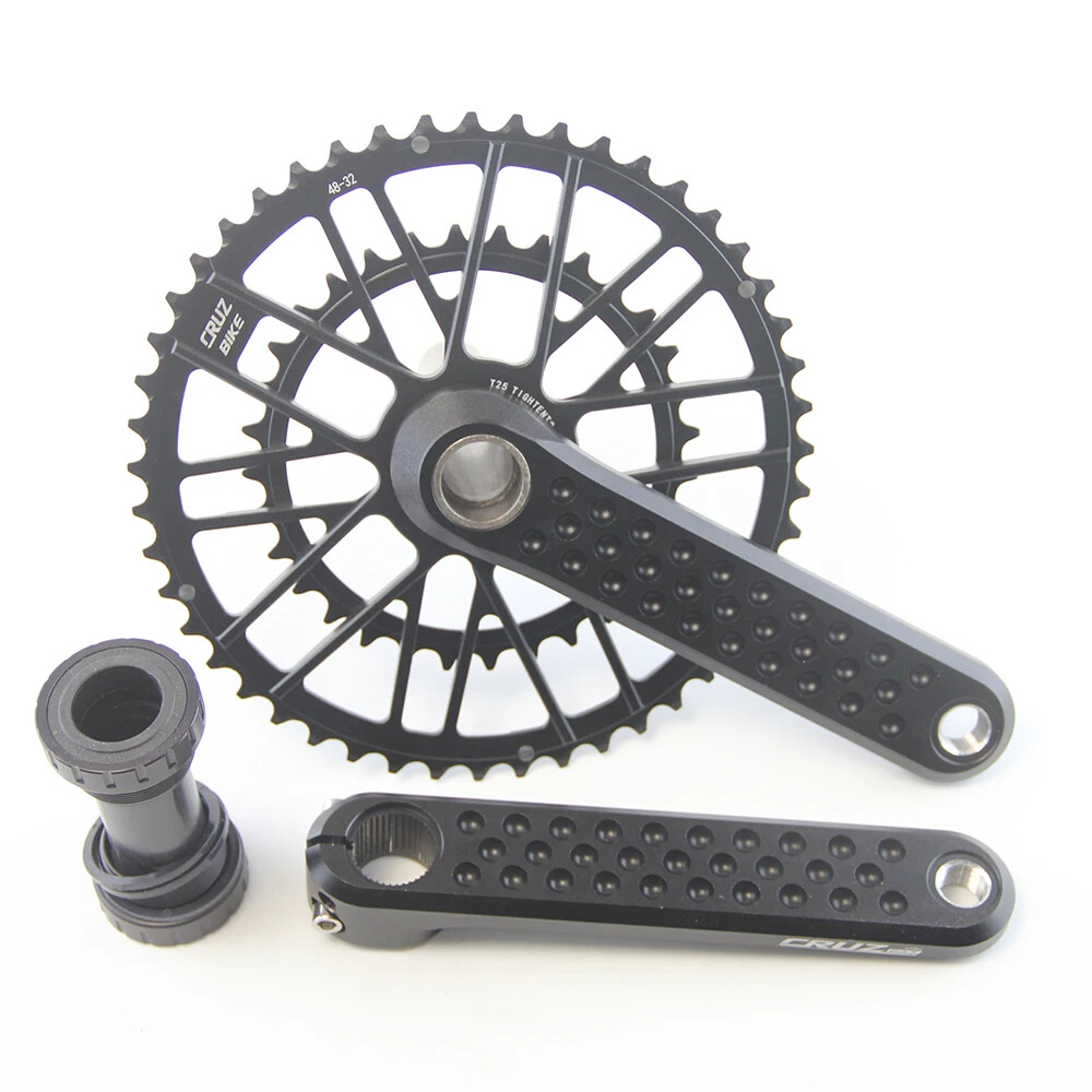 Road Bike Crankset 155/160/165/170mm Cranks with Double Chainring 46-30/48-32T