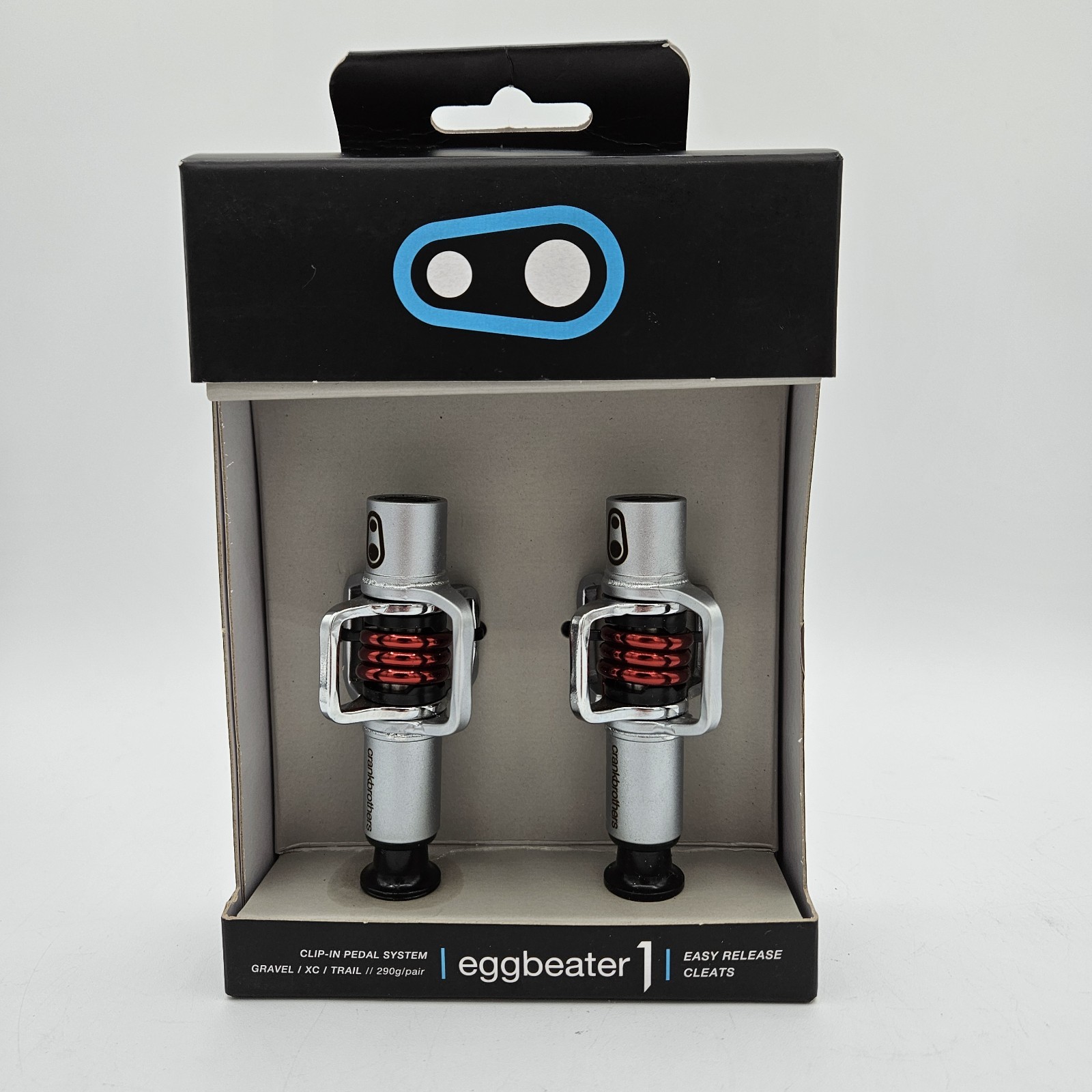 New – Crankbrothers Eggbeater 1 Clipless Pedals, Silver / Red, Gravel, + Cleats