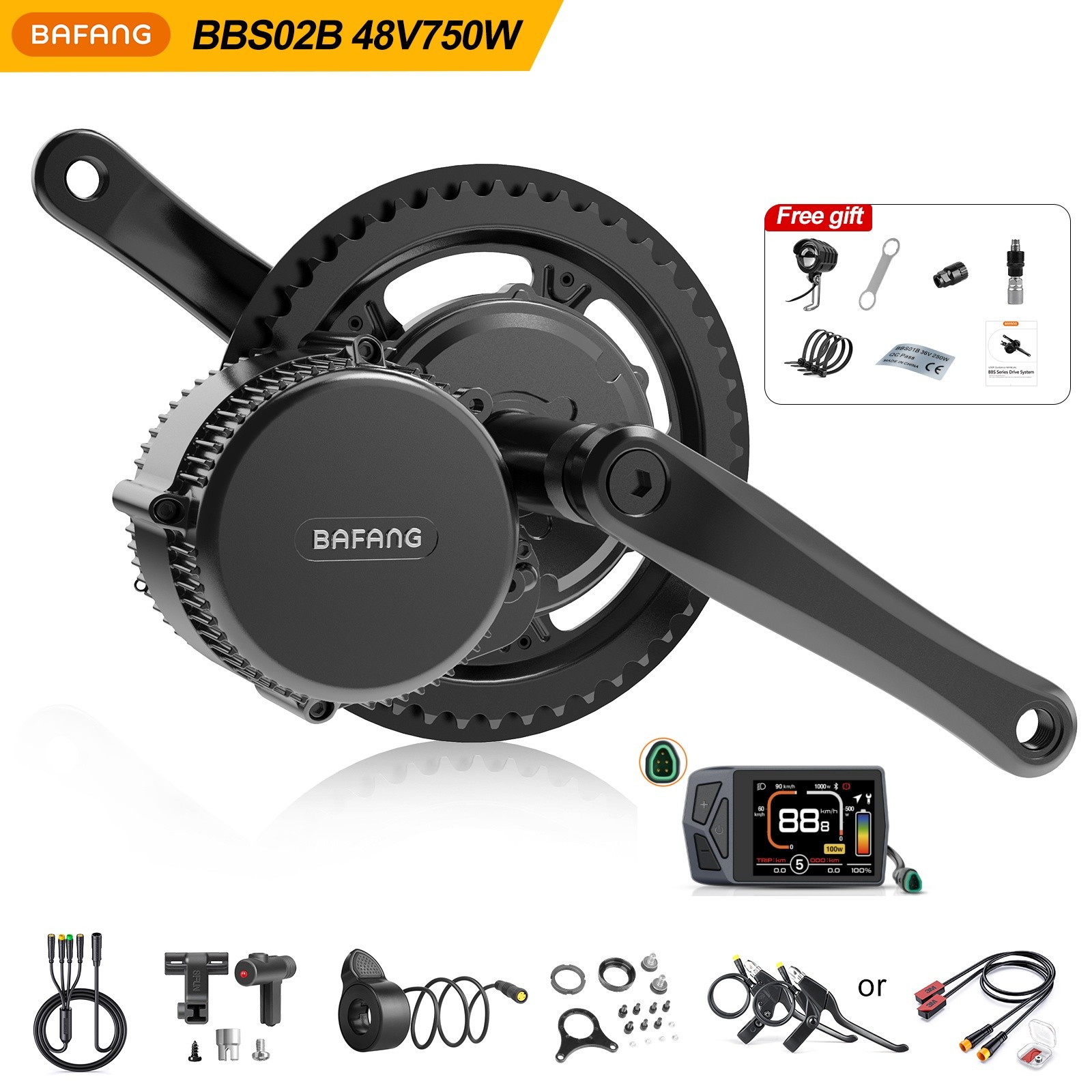 48V750W CAN BAFANG Electric Bicycle Conversion Kits BBS02B DIY Mid Drive Motor