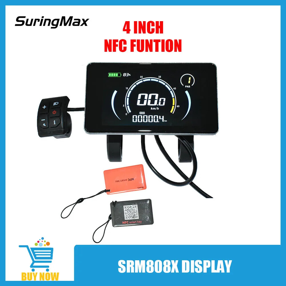 Electric Bike Meter SRM808X LCD Display Lithium 2 Protocol 24V 36V 48V 60V 72V