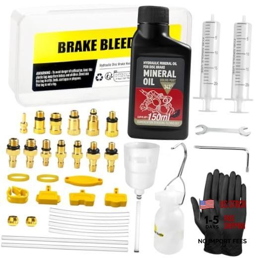 Brake Bleed Kit for Shimano, TEKTRO, TRP Hydraulic Disc Brakes, Mineral Oil Set