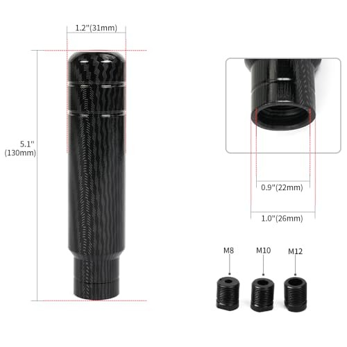 BARTOO Aluminum Alloy Heavy Weighted Shifter Knob, 5″ Auto Gear Carbon Fiber