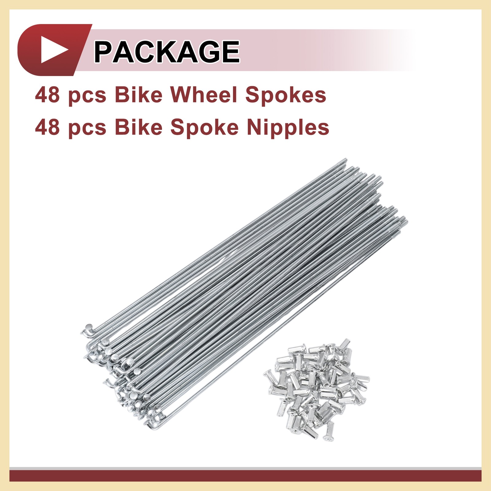 48Set 10G Bicycle Spokes 260 mm Bike Wheel Spokes Carbon Steel Galvanized