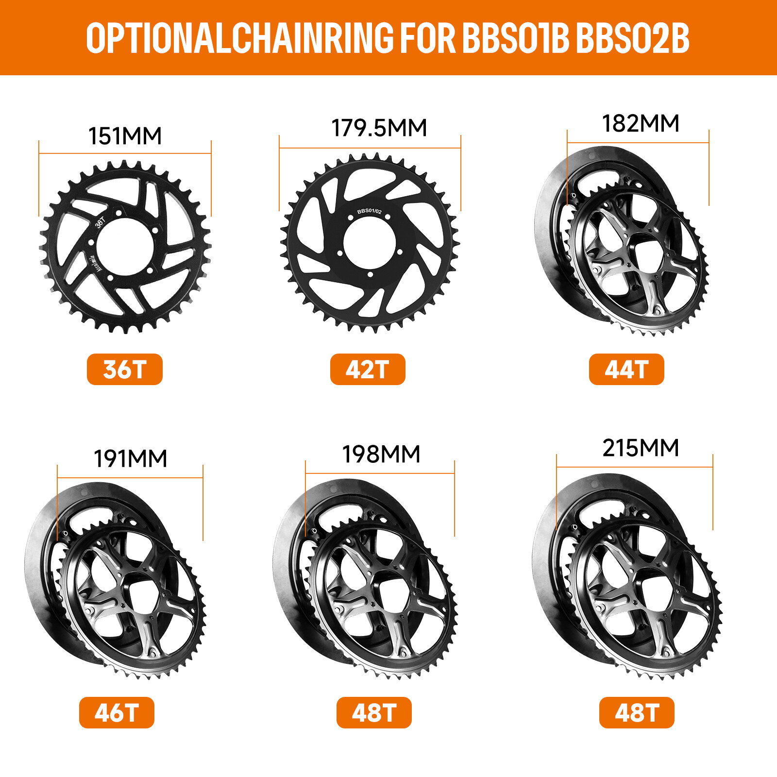 36/42/44T Sprocket Chainwheel for Bafang BBS01B BBS02B 250W-750W Motor Mid Kit