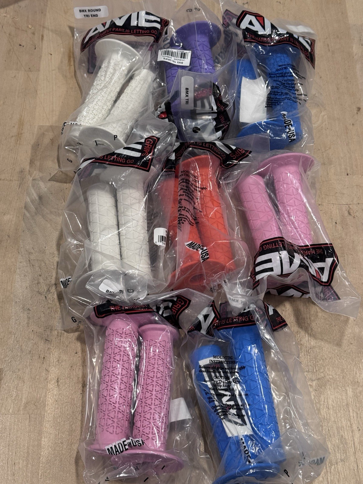 LOT OF 8 NEW AME BMX GRIPS ASSORTED COLORS OLDSCHOOL GT HARO REDLINE