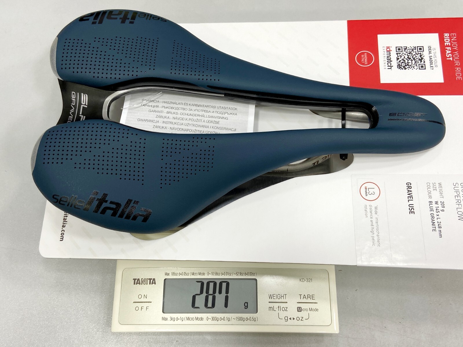 Selle Italia SLR Boost Gravel Ti316 Superflow L3(145x248mm) Saddle Blue Granite