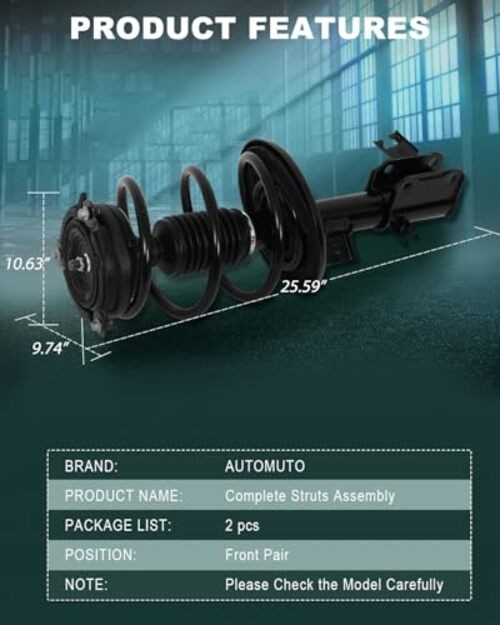 AUTOMUTO Strut Spring Assembly Front Pair struts and Shock Absorber for Nissan