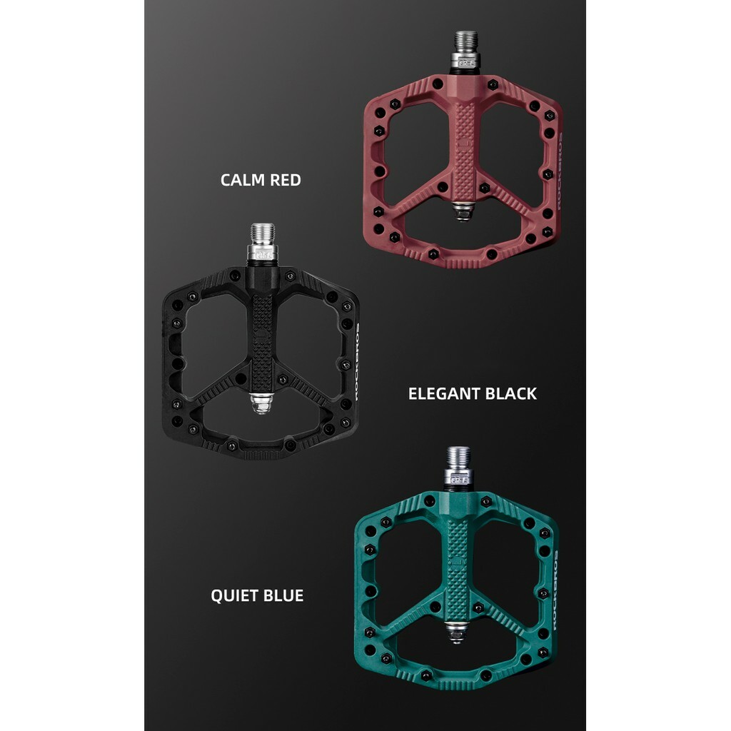 ROCKBROS Mountain Bike Pedals 9/16» Road Bike Widen Nylon Fiber Platform Pedals