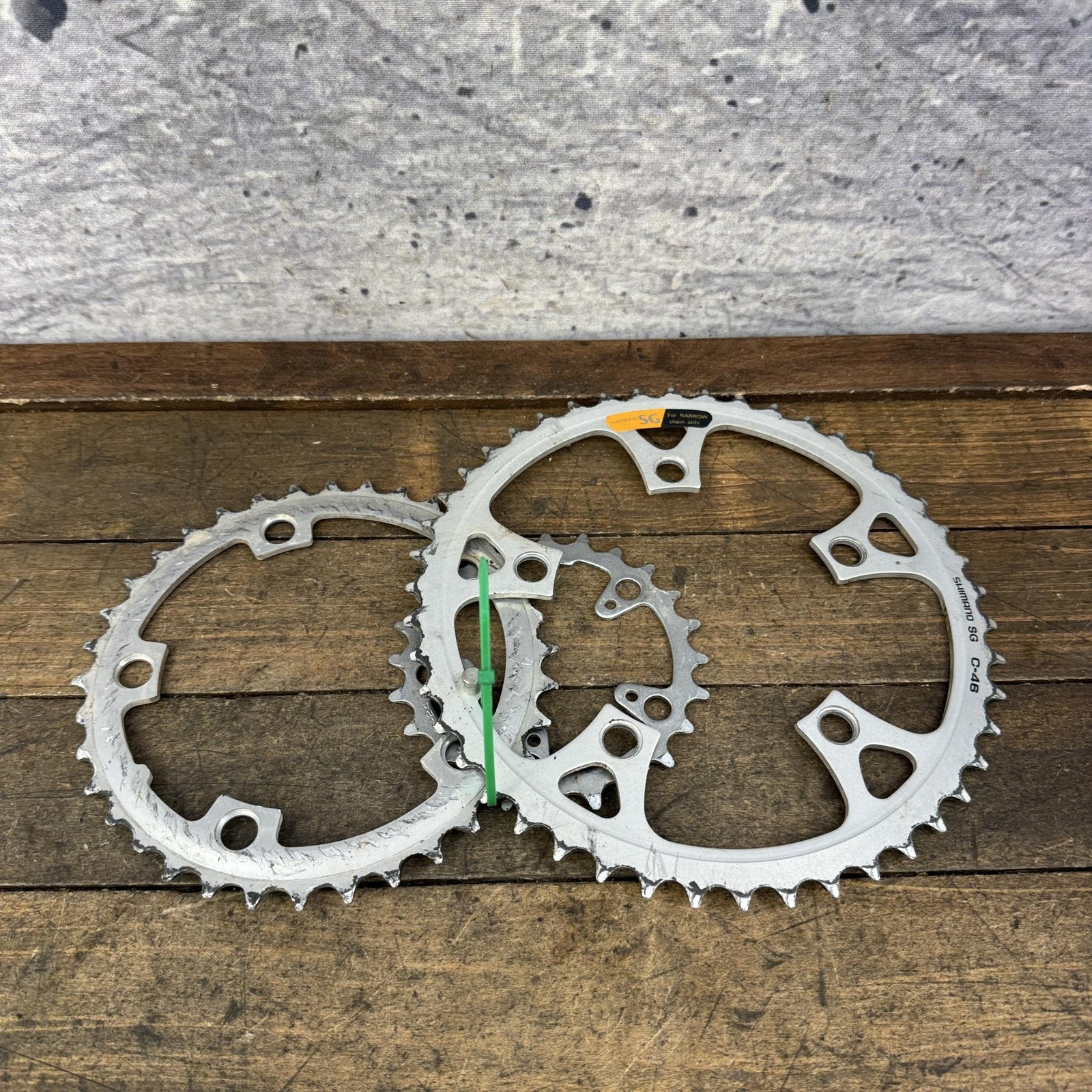 Vintage Shimano SG 46/36/24T Chainring Set 110/74 BCD Silver MTB Triple Deore