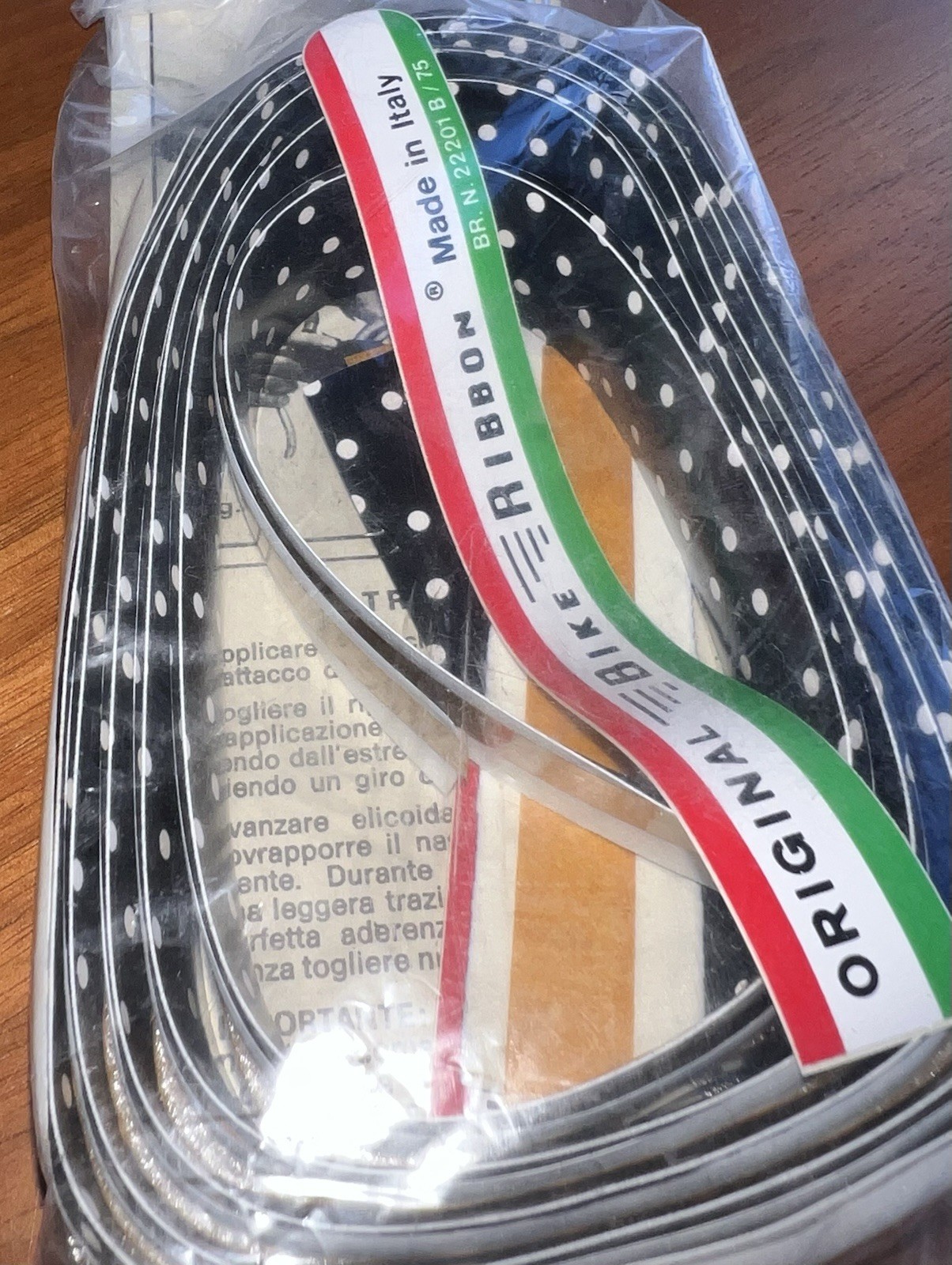 NEW/NOS Vintage Ambrosio Bike Ribbon Handlebar Tape – Black/White Polka Dot