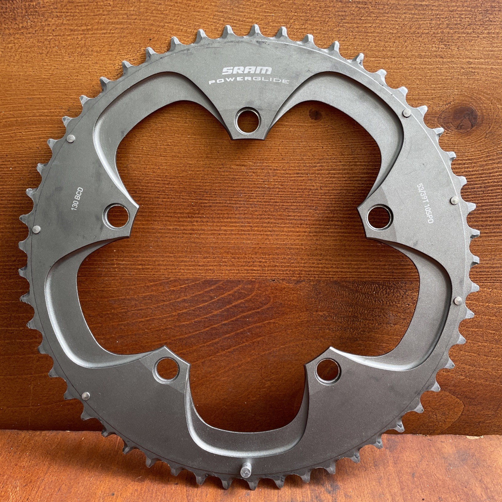 SRAM Powerglide Chainring Set 53/39t x 130mm BCD 10 Speed Gray used GC TAIWAN