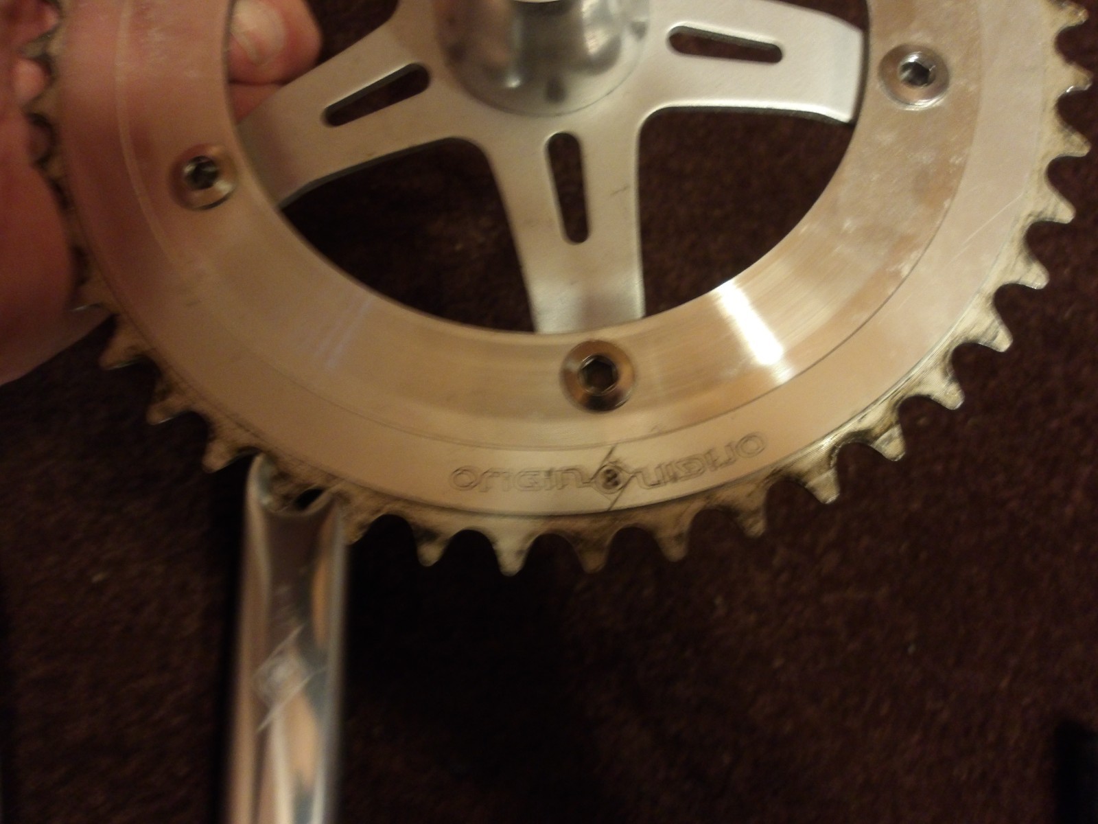 Origin8 crankset 170 arms 46 tooth chainring, fits 3/32 chain, square taper