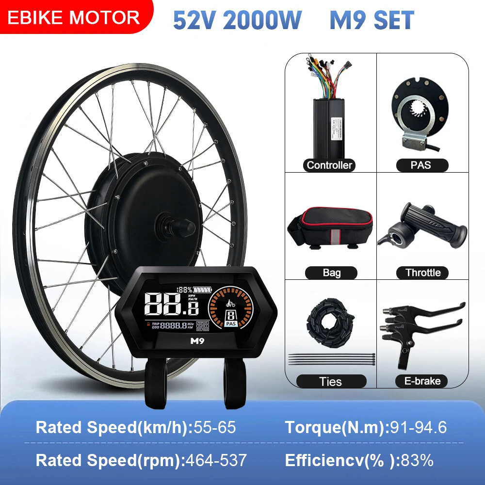 52V 2000W MTB Electric Bike 20-29inch 700C Brushless Rear Rotate Hub Motor Wheel