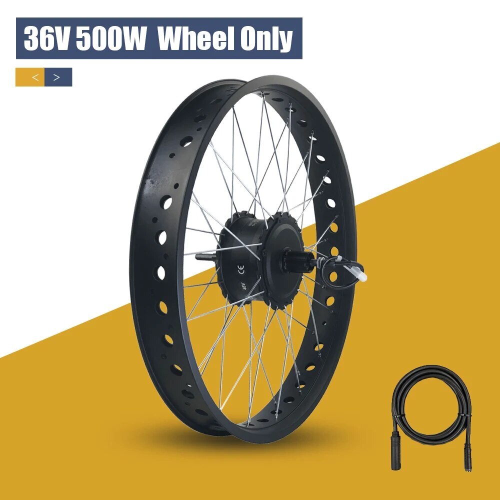 Snow E-bike Conversion Kit 20/26in 36V 48V 500W Rear Cassette Hub Motor Wheel