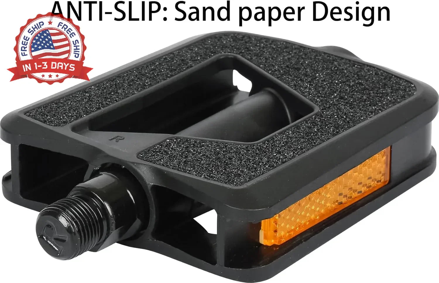 City Road Bike Pedals, Engineering Plastics with Reflector, E-Bike Universal Fit