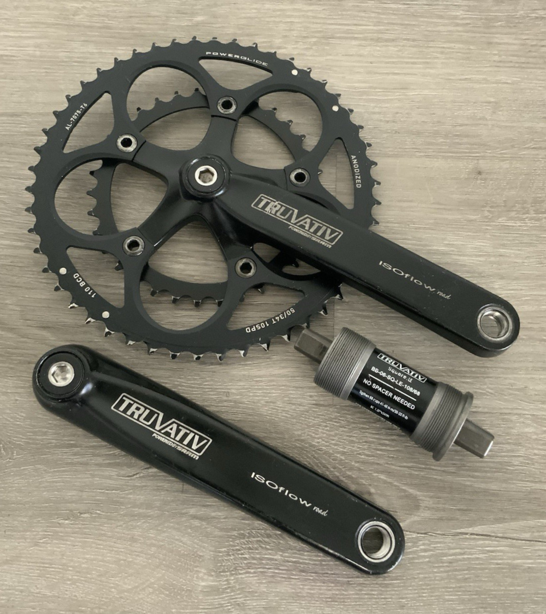 TRUVATIV ISO FLOW CRANKSET DOUBLE 53-39 TOOTH 10 OR 9 SPEED TRUVATIV BB 175 ARMS