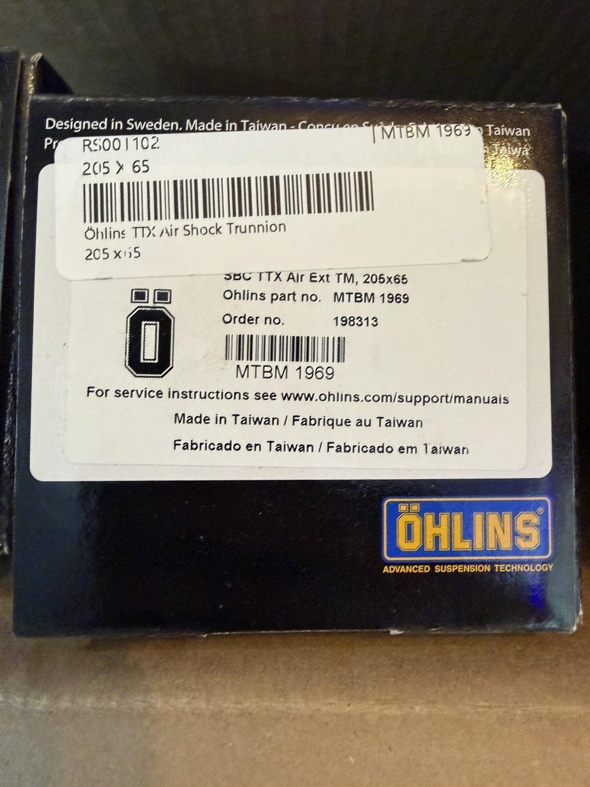 Onlins TTX Air Rear Shock Trunnion 205×65 | New/Inbox MTBM1969