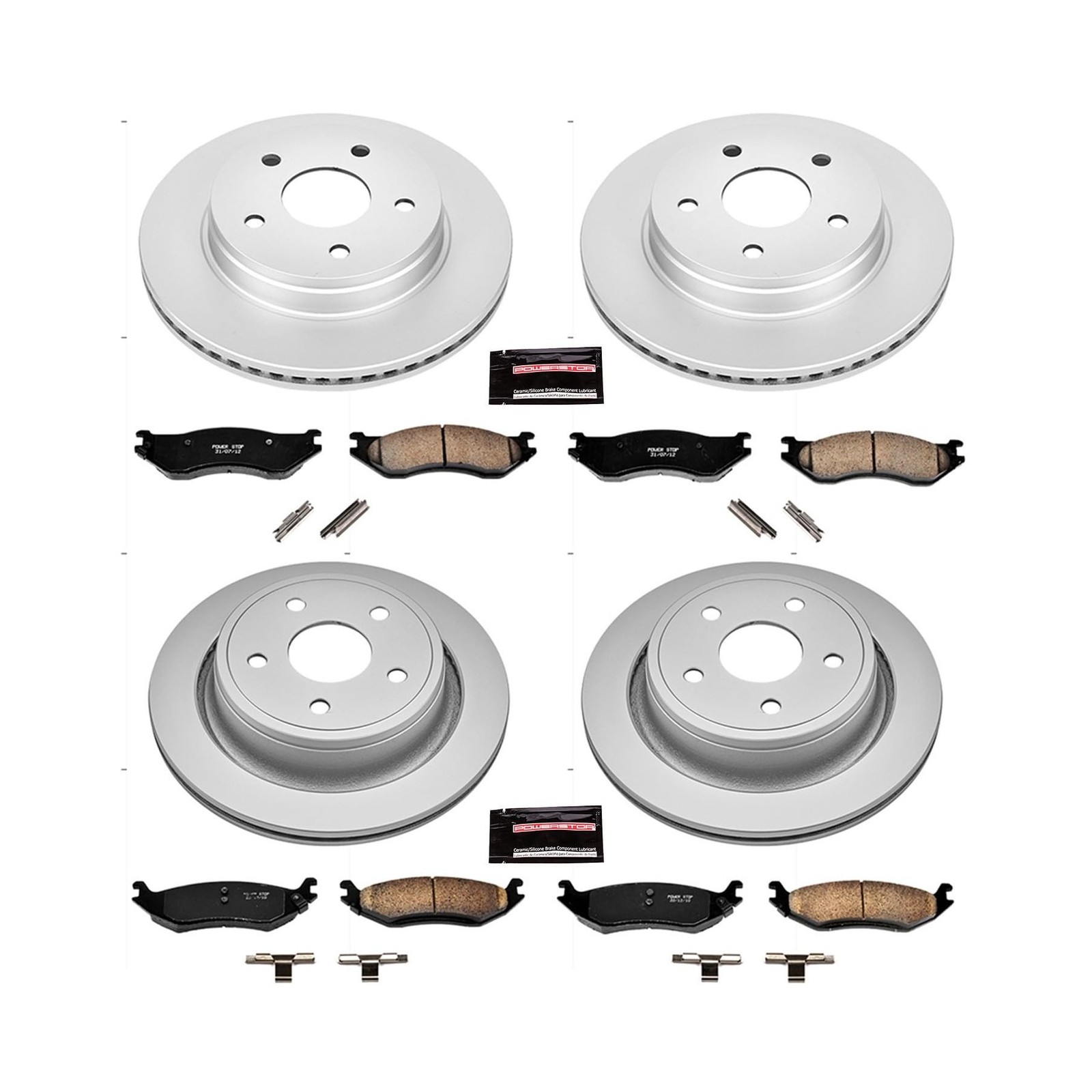 Power Stop CRK2166 Coated Brake Rotor & Ceramic Brake Pads- front & rear For …