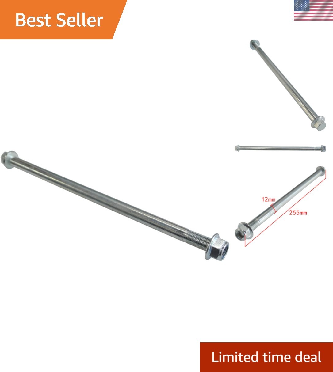 255mm 12mm Rear Axle for PIT PRO Trail Dirt Bike & ATV – 50cc-125cc
