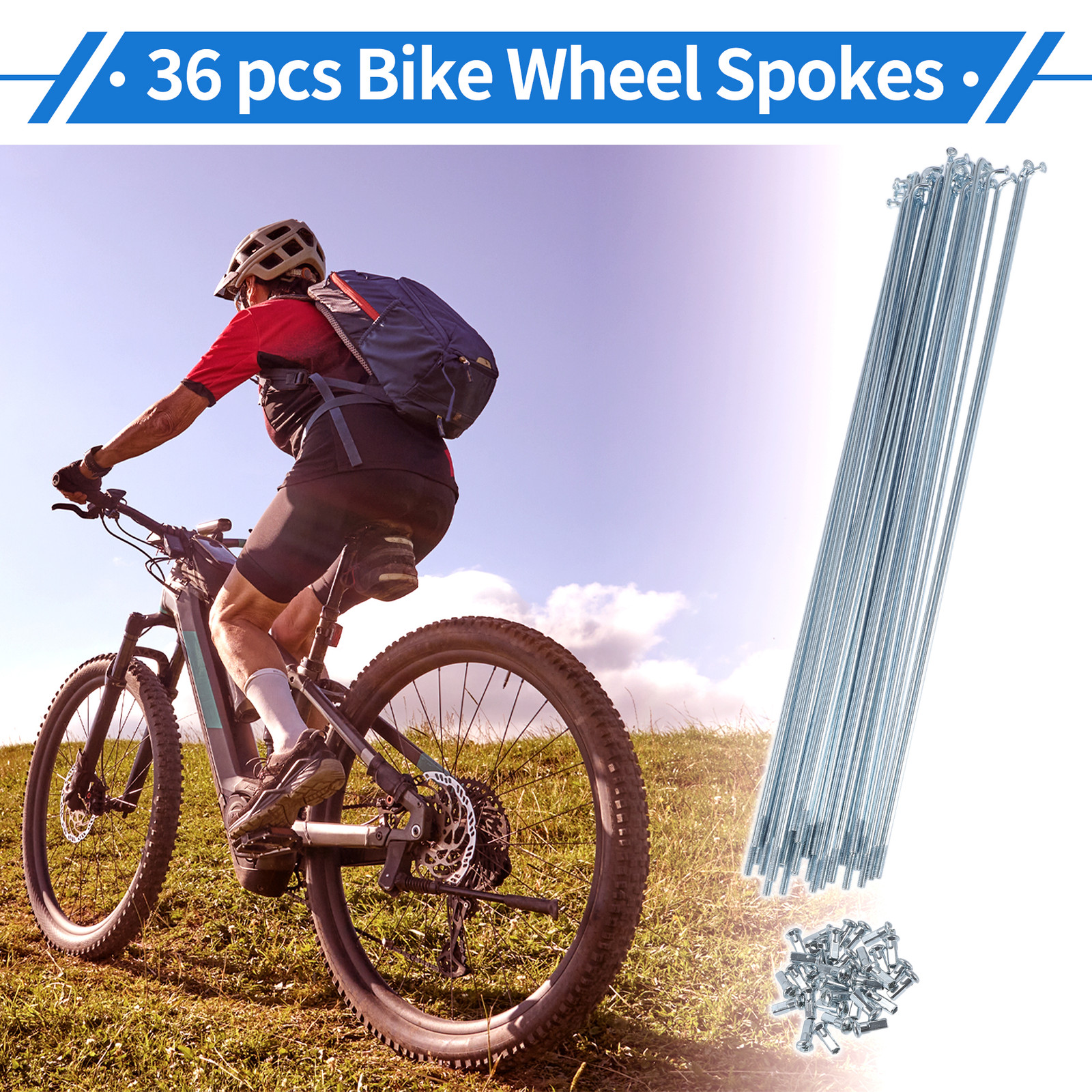 1 Set 12G 275mm Length Bicycle Spokes Nipple Carbon Steel Galvanized Universal