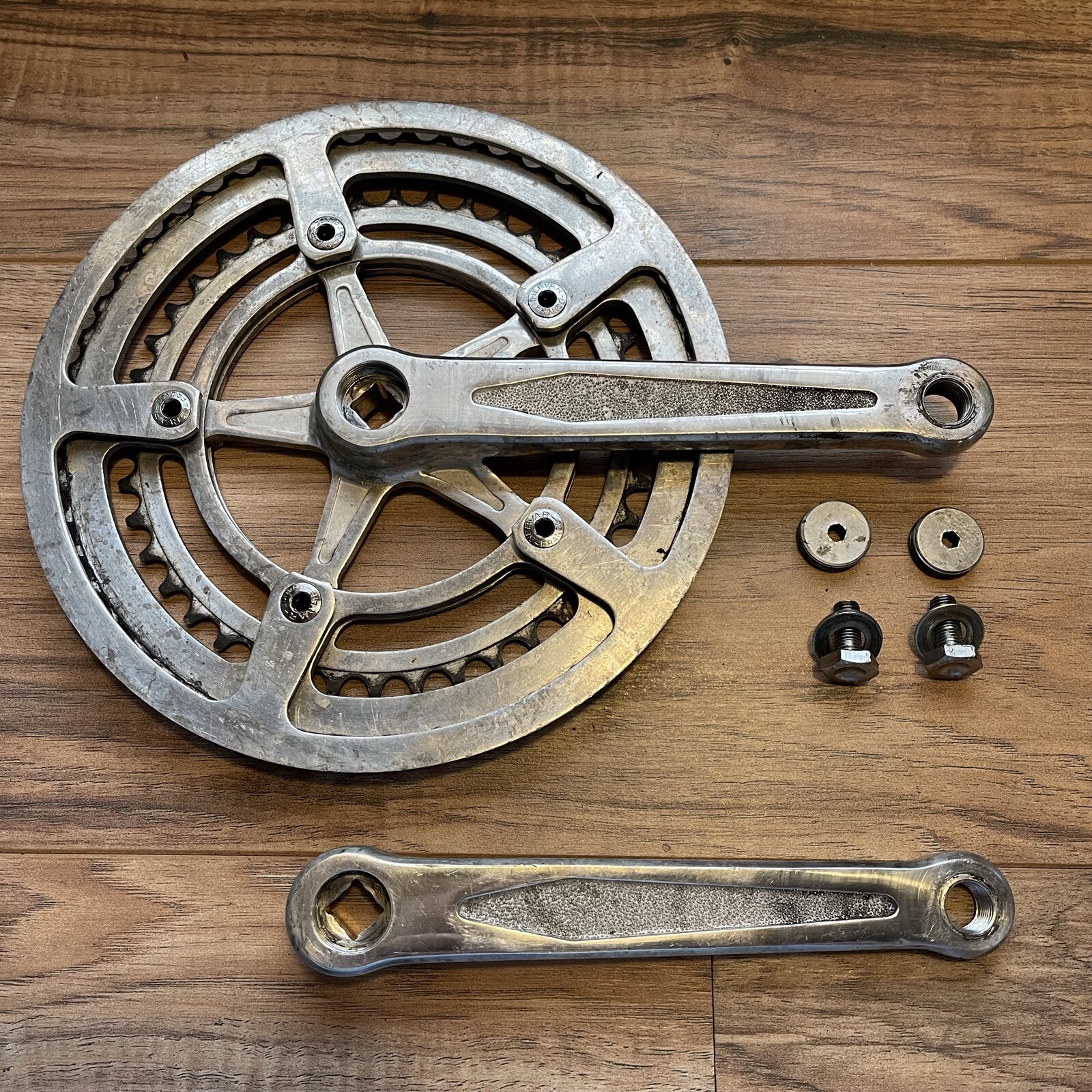 Vintage Nervar Star Crankset BSA English 170 Double 52 42 9/16