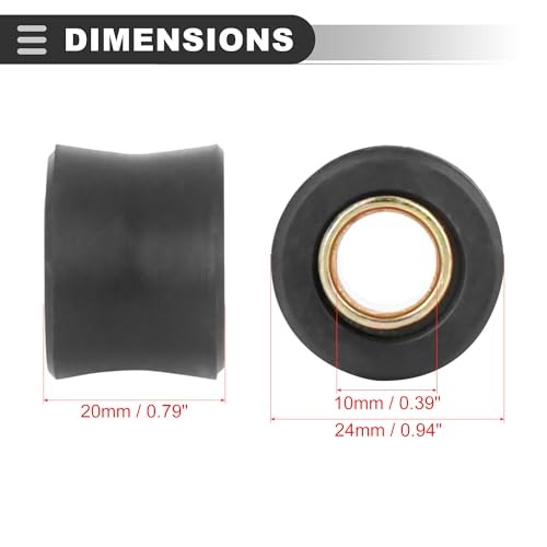 Universal Motorcycle Rear Shock Bush, Plastic,Metal, Black, 10 Pc