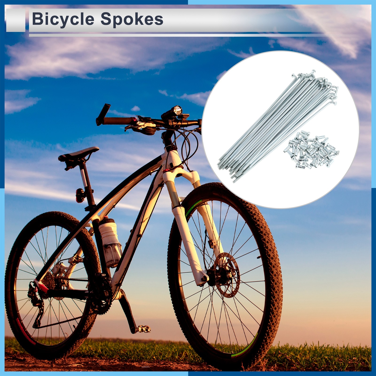 1Set 12G 159 mm Length Bicycle Spokes Nipple Carbon Steel Galvanized Silver Tone