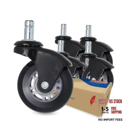 2.5″ Office Chair Wheels Replacement, in 2.5 inch Black Bracket Grey/Black