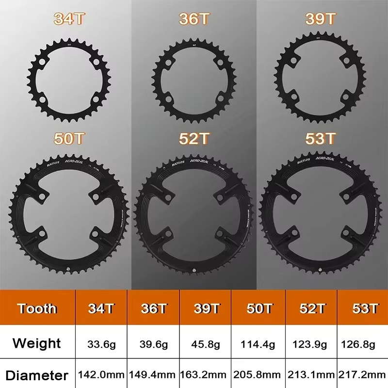 Road Bike Chainring 110 BCD Chainring 4Hole 5Hole 34/36/39/50/52/53T Chainwheel