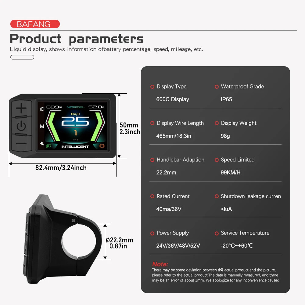 Electric Bike Display LCD 600C Bluetooth Navigation Multilingual Computer 9 PAS