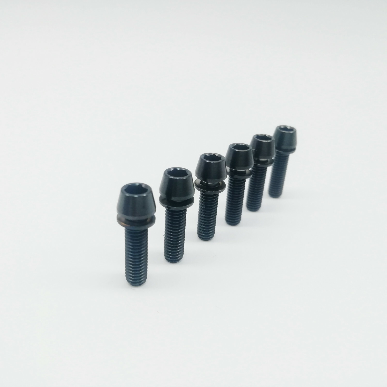 M5x18mm Titanium Ti Bike Stem Bolts Taper Head Bicycle Conical With Washers 6pcs