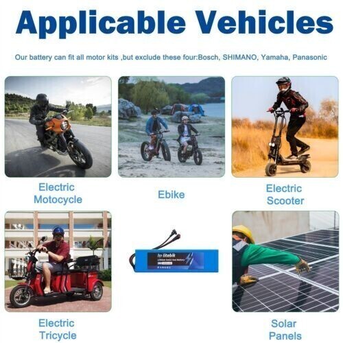 48V 8Ah Lithium Ebike Battery Pack for 250W~1000W Electric Bicycle Motor 30A BMS