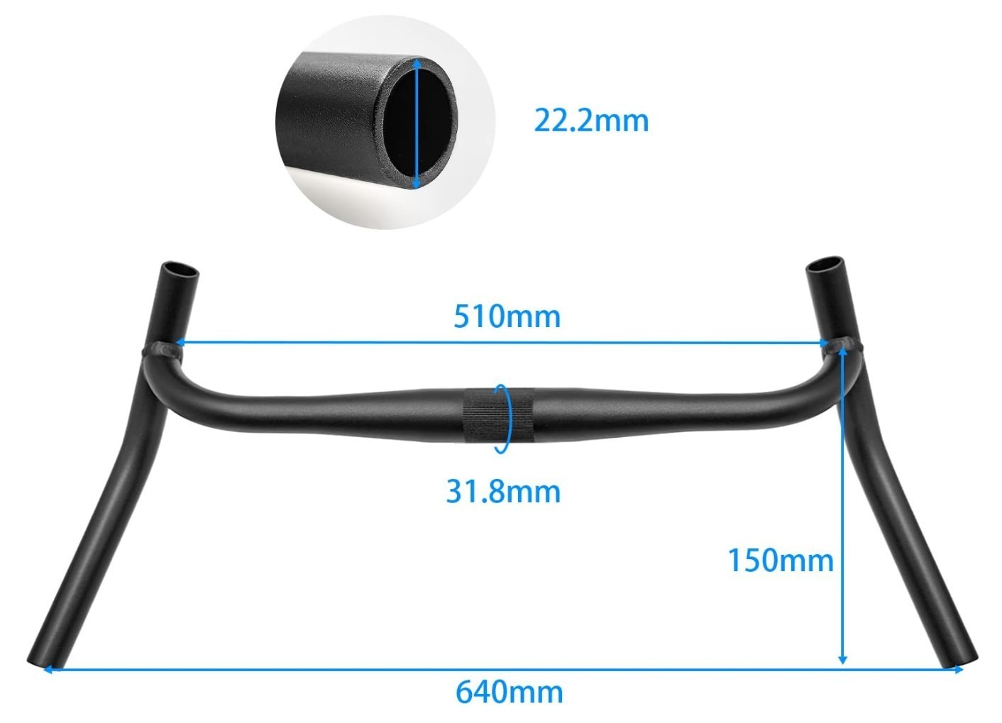 Bike Handlebar PRO Aluminum Alloy Bicycle Handle Bar Big Angle Bend Handlebar…