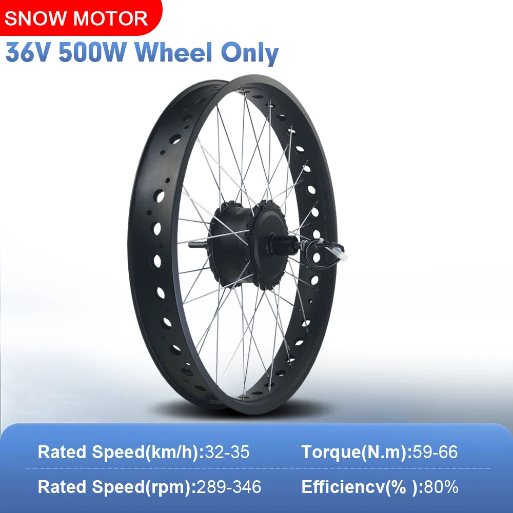 36V 48V 500W 20 24 26er Snow Fat E-bike Rear Cassette Hub Motor Conversion Kit