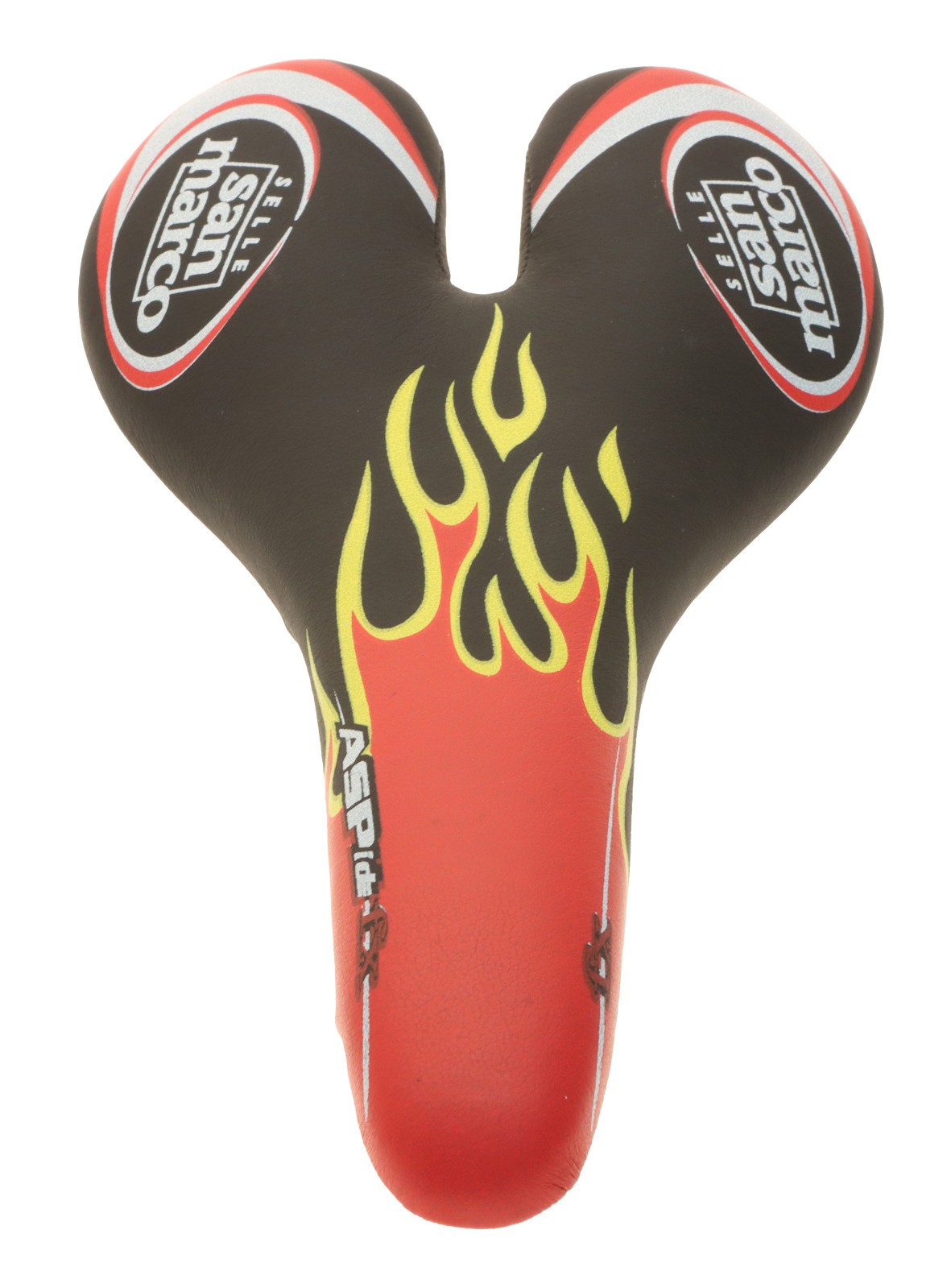 Selle San Marco Aspide FX Saddle Titanium Rails Black Flames Leather NIB NOS NEW