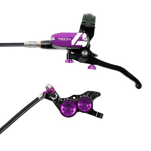Hope Tech 4 V4 Downhill E-Bike Brake – Black/Purple- Black Hose- Right Hand Rear