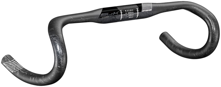 FSA SL-K Carbon Compact Road Handlebar, 31.8mm Clamp, Internal Routing,