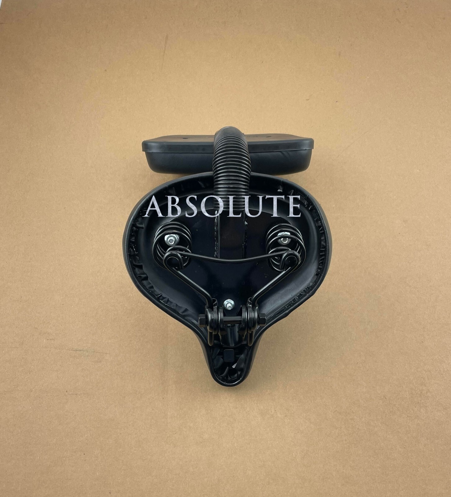 10″ LONG BLACK BEACH CRUISER SADDLE W/ BACK REST & VINYL GRIPS IN BLACK/CHROME.