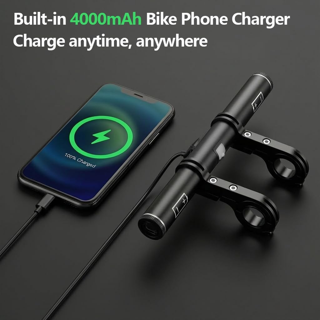 USB Rechargeable Bike Handlebar Extender,7.8in Bike Handlebar Extension and B…