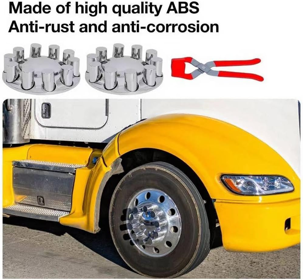 Plastic ABS Chrome Plated Front Axle Cover Kits Hub Caps for Semi Trucks with Th