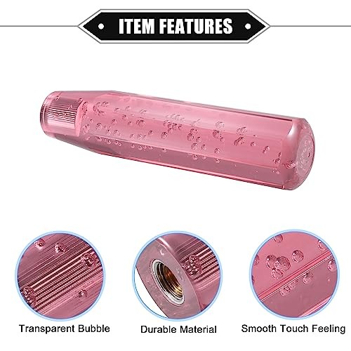Gear Shift Knob Stick, 20cm Faux Crystal Transparent Bubble Gear Shifter Pink