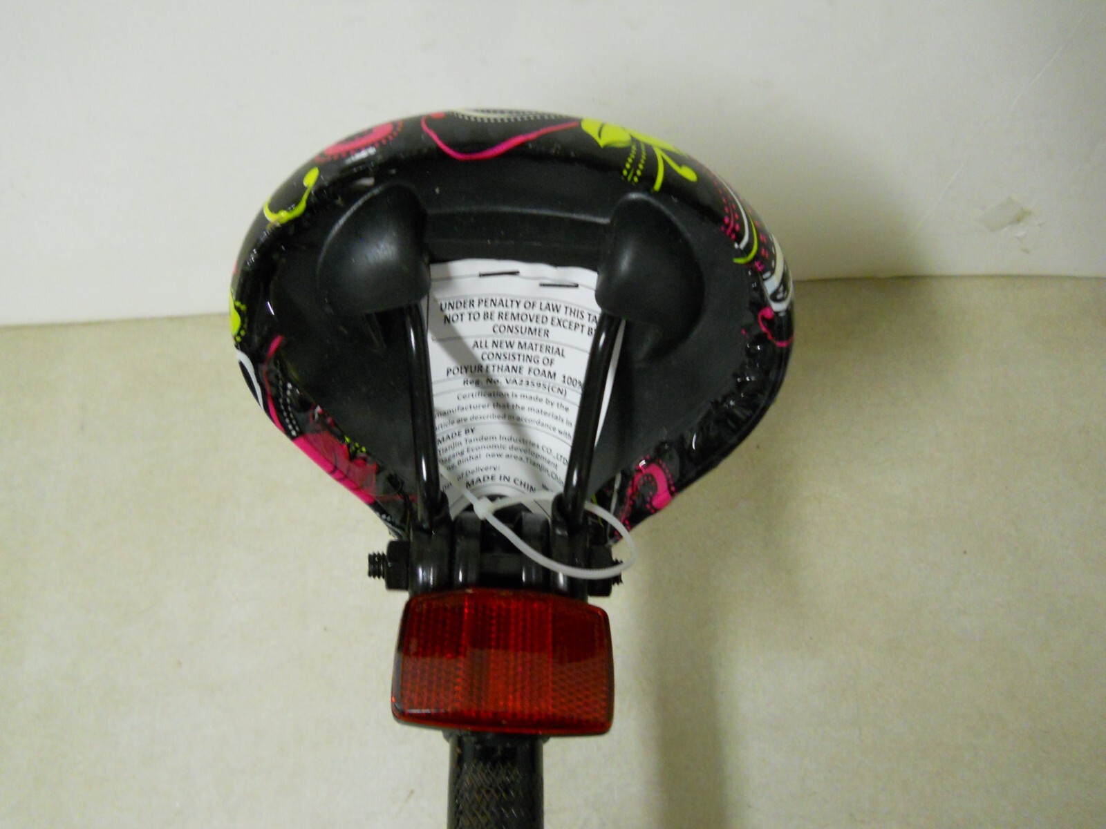 Next Flower Pattern Bicycle Seat Black Yellow White Pink Lilies Bar Reflector