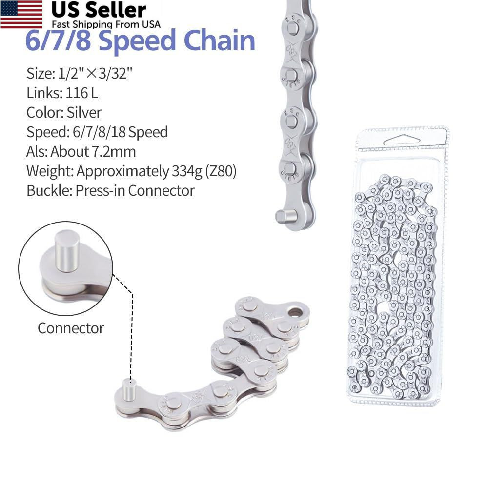 6/7/8 Speed Bike Chain, Chain for Speed, 1 Set