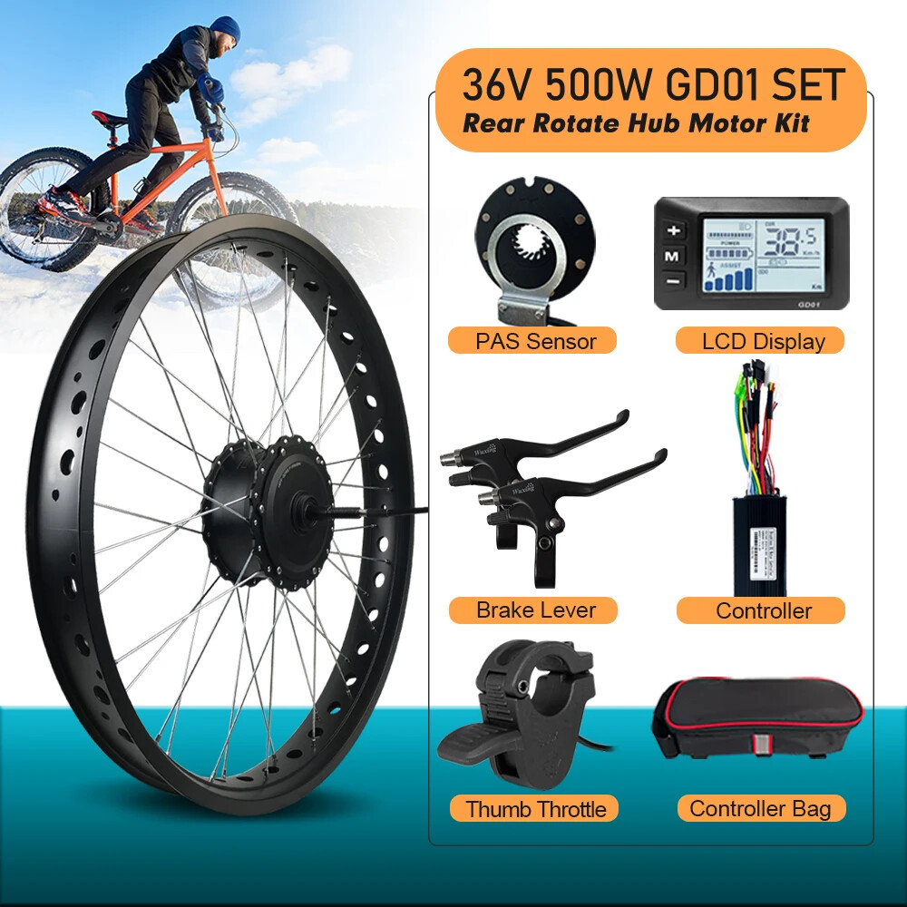 20 24 26In 500W Snow Fat Electric Bicycle Rear Motor Wheel Drive Kit 170/190mm
